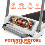 Tapis Roulant Elettrico Pieghevole 12 km/h con Bluetooth