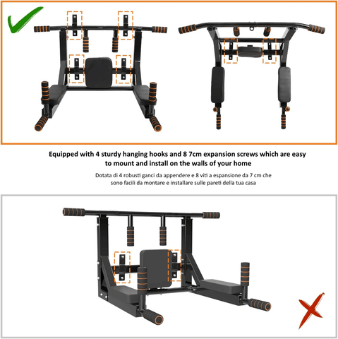 Barra Per Trazioni FFitness 2-Way - Regolabile 83-130 Cm, Per Porta, Fino A 100 Kg - Foto 9