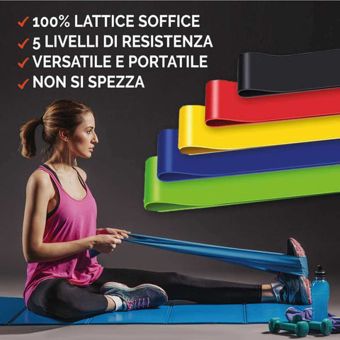 Elastici Fitness 9 Livelli Di Resistenza - Bande Elastiche Per Allenamento, Yoga, Pilates - 115cm - Foto 3