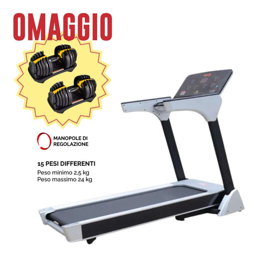 Tapis Roulant 20 km/h+Coppia Manubri in Omaggio
