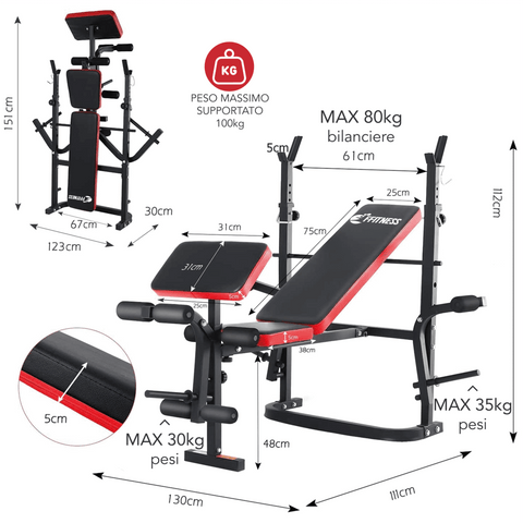 Panca Multifunzione VirtuFit Regolabile - Per Allenamento A Casa, Supporto Fino A 200 Kg